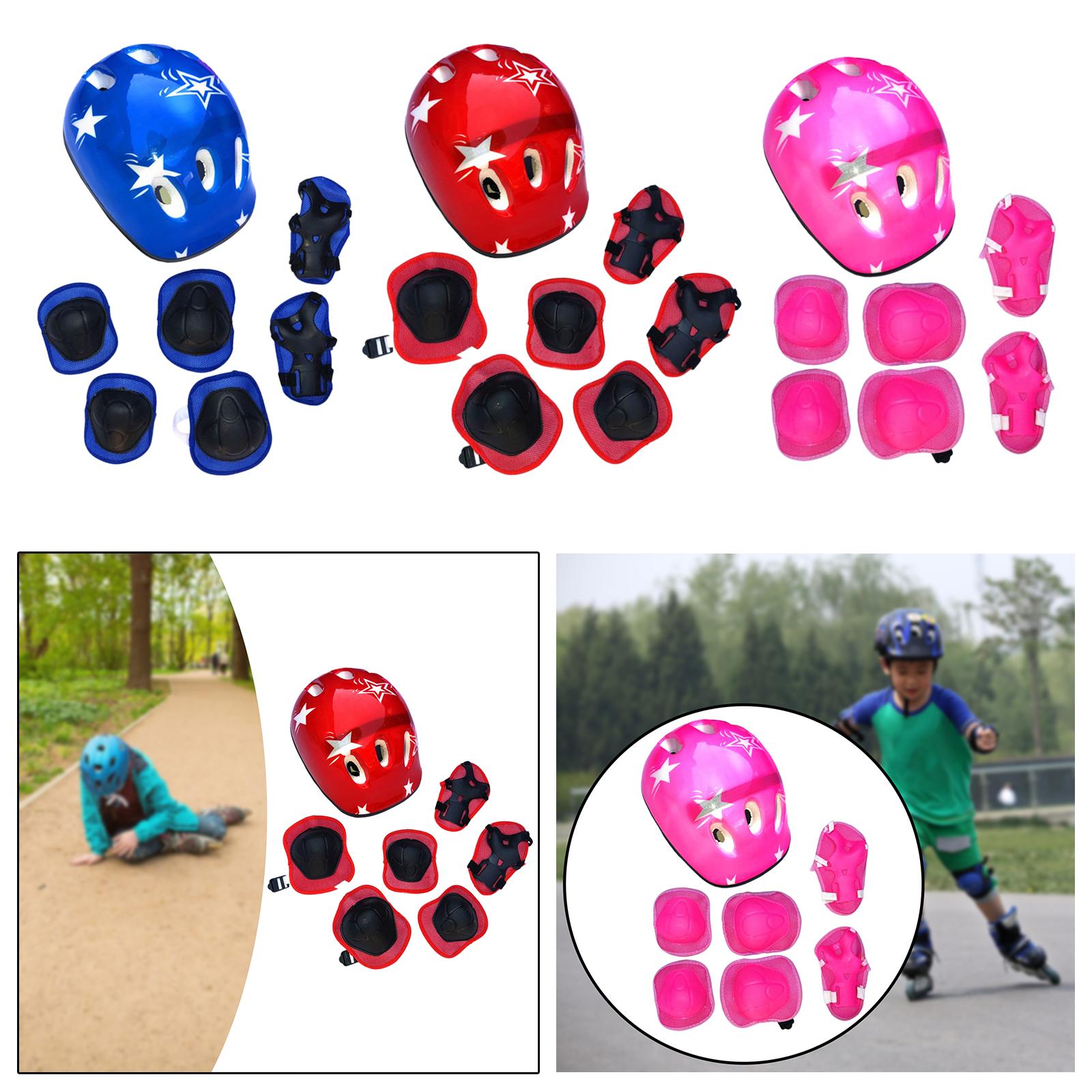 Cycling Protective Gear Kids - 7x/Set Fahrradhelm, stoßfeste Schutzausrüstung, Rollschuhhelm für